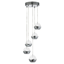 Ice Ball 5 Light Multi Drop Pendant Light In Chrome