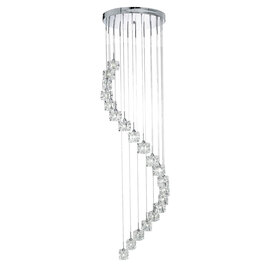 Ice Cube LED 20 Lights Multi Drop Pendant Light In Chrome