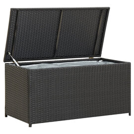 Ijaya 100cm Poly Rattan Garden Storage Box In Black
