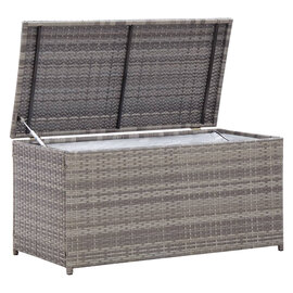 Ijaya 100cm Poly Rattan Garden Storage Box In Grey