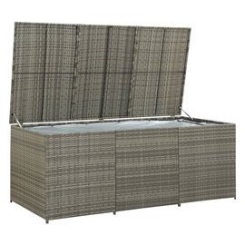 Ijaya 180cm Poly Rattan Garden Storage Box In Grey