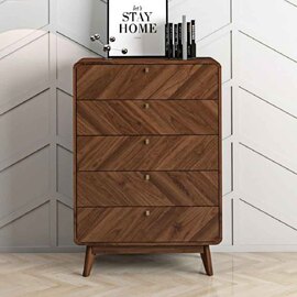 Ilford Wooden Chest Of 5 Drawers In Columbian Walnut