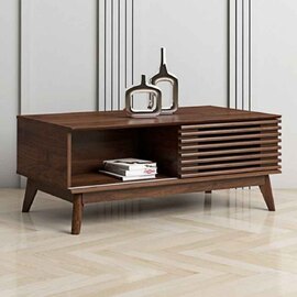 Ilford Wooden Coffee Table With 1 Sliding Door In Columbian Walnut