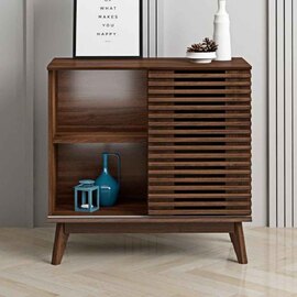 Ilford Wooden Display Stand With 1 Sliding Door In Columbian Walnut