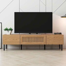 Ilford Wooden TV Stand With 2 Doors In Mid Oak