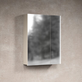 Ilrano Glass Wall Mounted Bathroom Mirror Cabinet in Cashmere