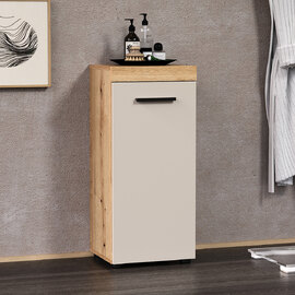 Ilrano Wooden Bathroom Cabinet in Cashmere and Evoke Oak