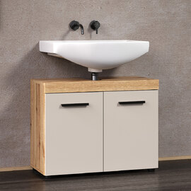 Ilrano Wooden Vanity Unit in Cashmere and Evoke Oak