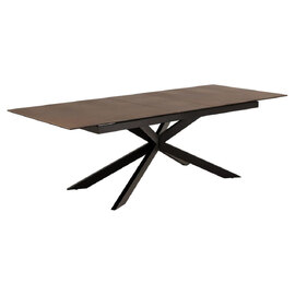 Imperia Large Ceramic Extending Dining Table In Rusty Brown Lemco