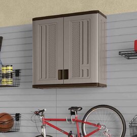 Imperial Reinforced Resin Garden Wall Storage Cabinet in Light Brown