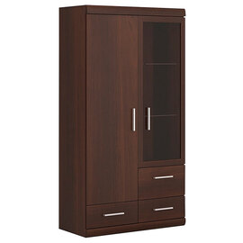 Impro Wooden Display Cabinet With 2 Doors In Dark Mahogany