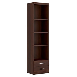 Impro Wooden Narrow 2 Drawers Shelving Unit In Dark Mahogany