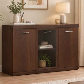 Impro Wooden Sideboard With 3 Doors In Dark Mahogany