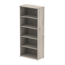 Impulse 2000mm Wooden Bookcase In Grey Oak