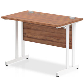 Impulse 800mm Computer Desk In Walnut And White Cantilever Leg