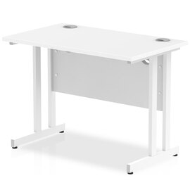 Impulse 800mm Computer Desk In White And White Cantilever Leg