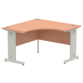 Impulse Corner Computer Desk In Beech And Silver Managed Leg
