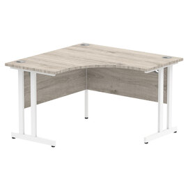 Impulse Corner Computer Desk In Grey And White Cantilever Leg