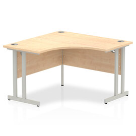 Impulse Corner Computer Desk In Maple And Silver Cantilever Leg