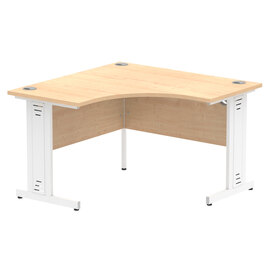 Impulse Corner Computer Desk In Maple And White Managed Leg