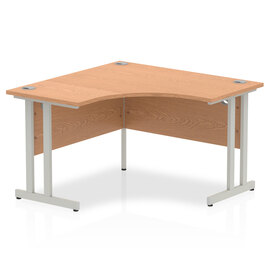Impulse Corner Computer Desk In Oak And Silver Cantilever Leg