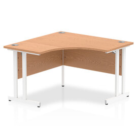 Impulse Corner Computer Desk In Oak And White Cantilever Leg