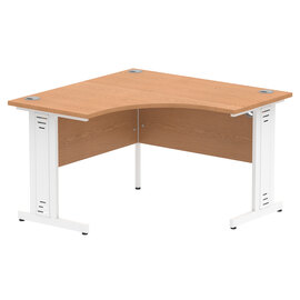 Impulse Corner Computer Desk In Oak And White Managed Leg