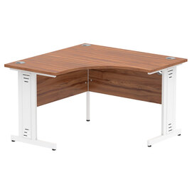 Impulse Corner Computer Desk In Walnut And White Managed Leg