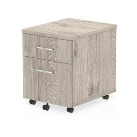 Impulse Wooden 2 Drawers Mobile Pedestal In Grey Oak
