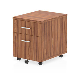 Impulse Wooden 2 Drawers Mobile Pedestal In Walnut