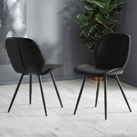 Imsera Black Faux Leather Dining Chairs in Pair