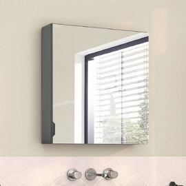 Imvoro Wooden Wall Mounted Bathroom Mirror Cabinet in Grey