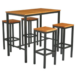 Inchture Wooden Bar Table With 4 High Stools In Natural