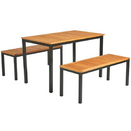 Inchture Wooden Dining Table With 2 Benches In Natural