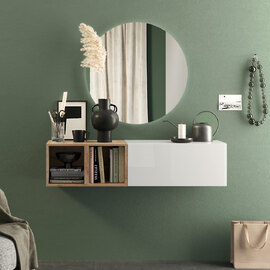 Infinite Wall Hung White High Gloss Hallway Furniture Set In Cadiz