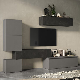 Infinite I Wooden Entertainment Unit In Slate And Lead
