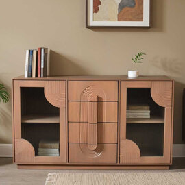 Inglewood Wooden Sideboard With 2 Doors 4 Drawers In Natural