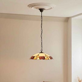 Ingram 3 Light Tiffany Glass Pendant Light In Satin Black