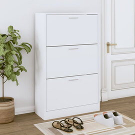 Oscar Shoe Storage Cabinet With 3 Flaps In White