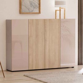 Inverness High Gloss Shoe Cabinet With 4 Doors In Cashmere