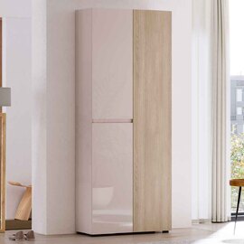 Inverness High Gloss Tall Shoe Cabinet With 3 Doors In Cashmere