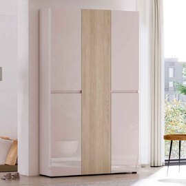 Inverness High Gloss Tall Shoe Cabinet With 5 Doors In Cashmere