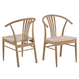 Ionia Off White Oak Rattan Dining Chairs In Pair