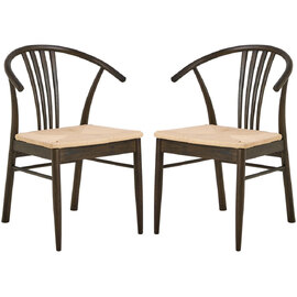 Ionia Off White Smoked Oak Rattan Dining Chairs In Pair