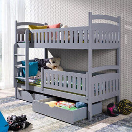 Ipswich Wooden Bunk Bed With Foam Mattress In Matt Grey