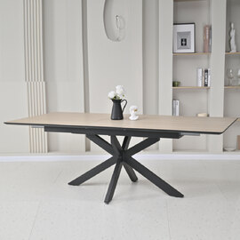 Irmo Large Wooden Extending Dining Table In Dune Oak