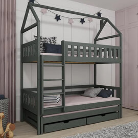 Irmo Wooden Bunk Bed And Trundle With Bonnell Mattress In Graphite