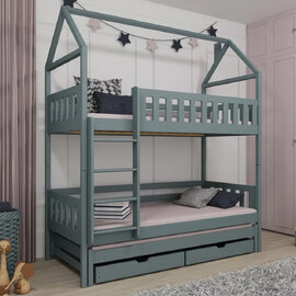 Irmo Wooden Bunk Bed And Trundle Without Mattress In Grey