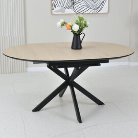 Irmo Wooden Round Extending Dining Table In Dune Oak