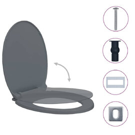 Irvine PP Oval Soft-Close Quick-Release Toilet Seat - Grey